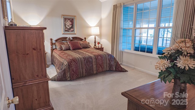 bedroom with carpet floors and baseboards