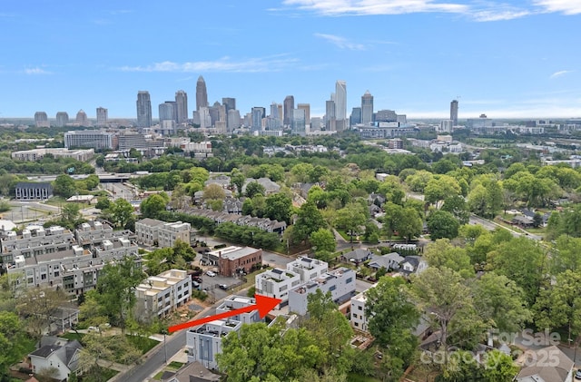 drone / aerial view with a city view
