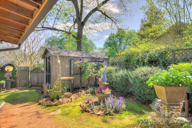1000 E 35th St, Charlotte, NC 28205 - view of yard with a fenced backyard, an outdoor structure, and a storage unit