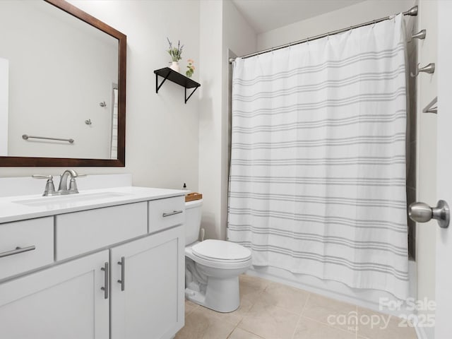 5532 Muckross Ln, Fort Mill, SC 29707 - full bathroom with toilet, tile patterned floors, shower / bathtub combination with curtain, and vanity