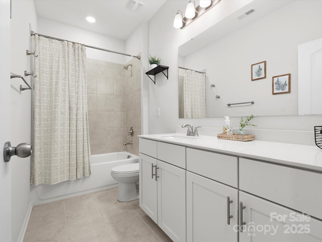 5532 Muckross Ln, Fort Mill, SC 29707 - bathroom with toilet, vanity, shower / bath combo with shower curtain, and visible vents