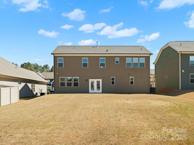 5532 Muckross Ln, Fort Mill, SC 29707 - back of house with french doors, fence, and a lawn