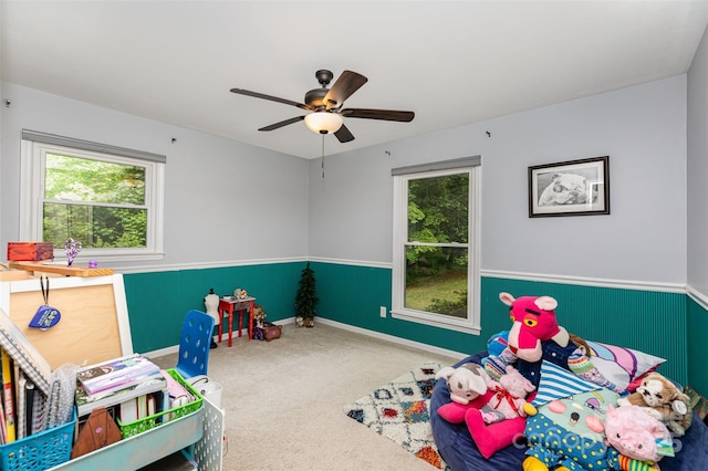 4813 Carving Tree Dr, Mint Hill, NC 28227 - rec room with a healthy amount of sunlight, ceiling fan, and carpet flooring