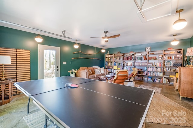 127 Fantasy Ln, Mooresville, NC 28117 - playroom with concrete flooring and ceiling fan
