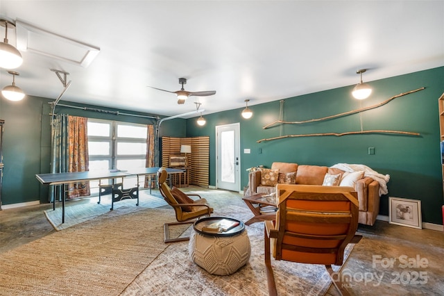 127 Fantasy Ln, Mooresville, NC 28117 - living room with a ceiling fan and baseboards