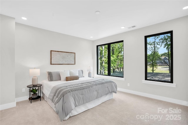 3449 Byrnes St, Charlotte, NC 28205 - bedroom featuring light carpet, baseboards, and recessed lighting