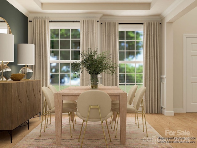1512 Croydon St, Indian Land, SC 29707 - dining room featuring baseboards, ornamental molding, a raised ceiling, and wood finished floors