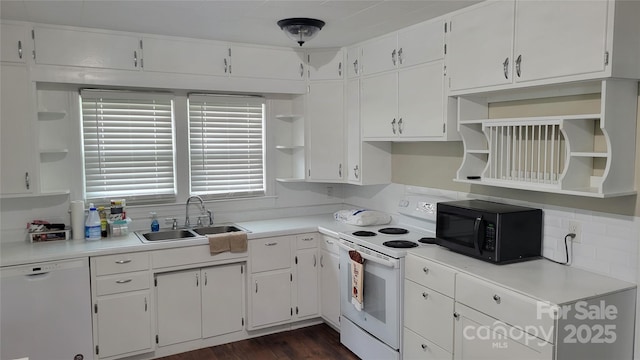 18 Misty Meadows Rd, Burnsville, NC 28714 - kitchen with open shelves, white appliances, white cabinets, and light countertops
