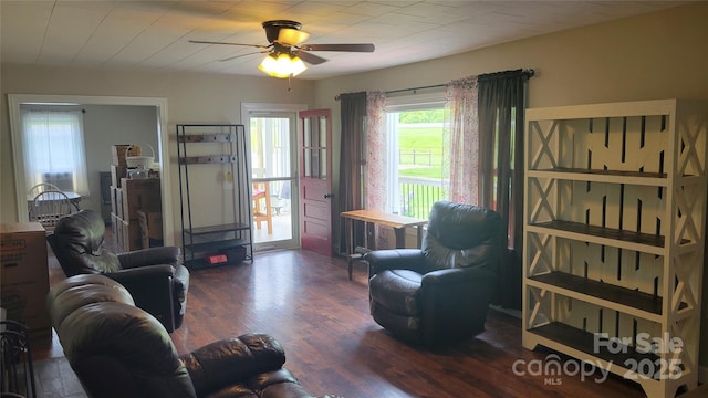 18 Misty Meadows Rd, Burnsville, NC 28714 - living room with a ceiling fan and wood finished floors