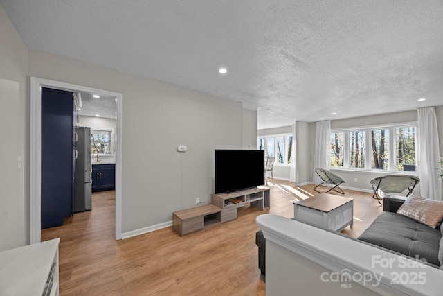 159 Long John Dr, Hendersonville, NC 28791 - living area featuring light wood-style flooring, recessed lighting, baseboards, and a textured ceiling