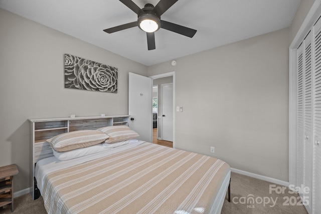 159 Long John Dr, Hendersonville, NC 28791 - carpeted bedroom with a closet, baseboards, and a ceiling fan