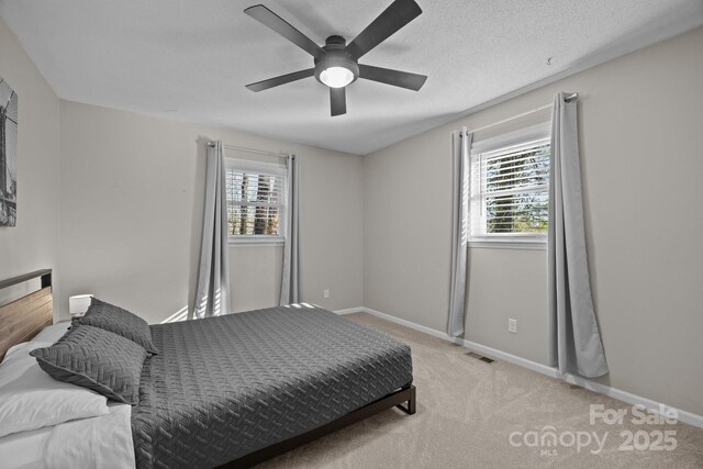 159 Long John Dr, Hendersonville, NC 28791 - bedroom featuring a ceiling fan, light colored carpet, baseboards, and multiple windows