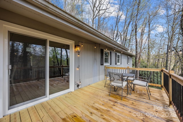 159 Long John Dr, Hendersonville, NC 28791 - wooden terrace with outdoor dining space