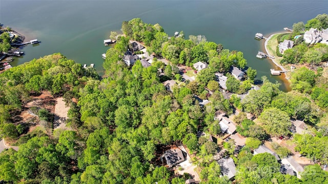 aerial view featuring a water view and a residential view