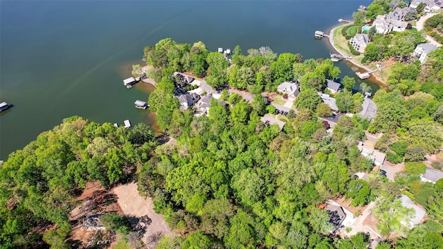 aerial view with a water view and a residential view