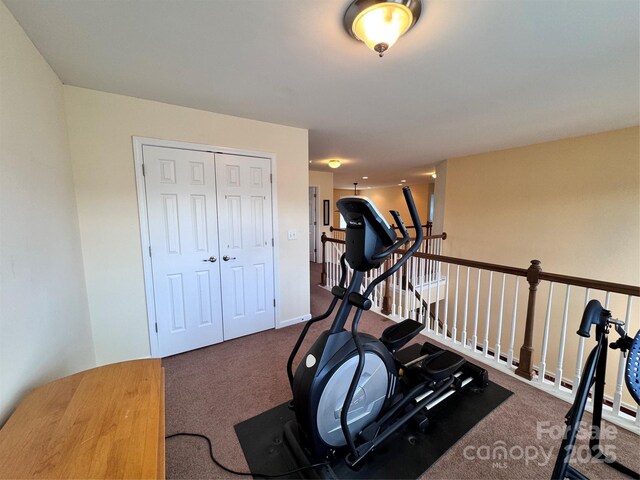 workout room with carpet