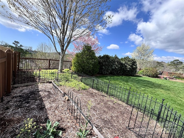 view of yard featuring a fenced backyard