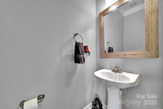 314 Wave Crest Dr, Tega Cay, SC 29708 - bathroom featuring baseboards, ornamental molding, and visible vents
