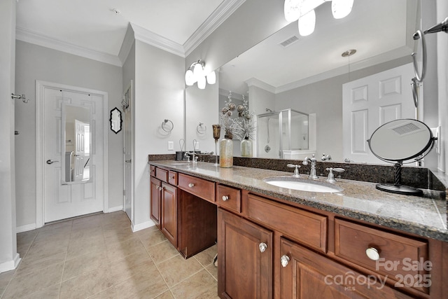 314 Wave Crest Dr, Tega Cay, SC 29708 - full bath with a shower stall, tile patterned floors, a sink, and visible vents