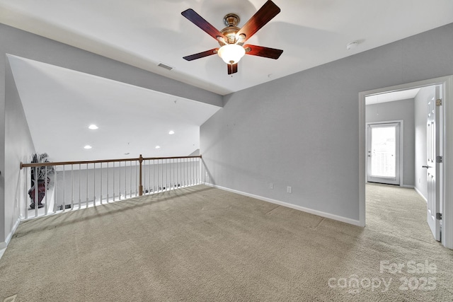 314 Wave Crest Dr, Tega Cay, SC 29708 - bonus room with light carpet, a ceiling fan, visible vents, and baseboards
