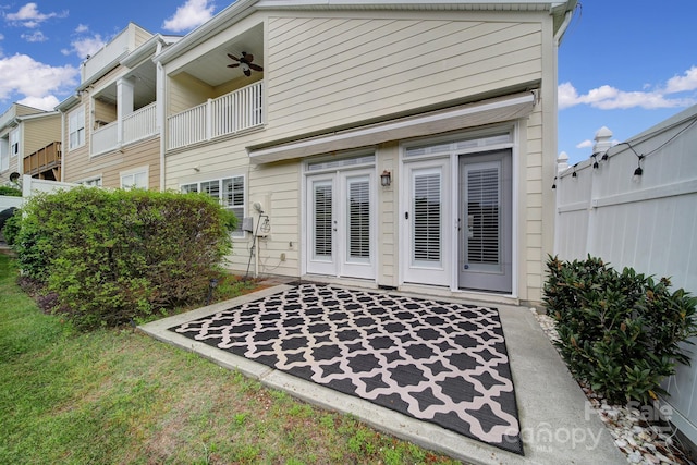 314 Wave Crest Dr, Tega Cay, SC 29708 - back of property featuring fence, a ceiling fan, and a patio