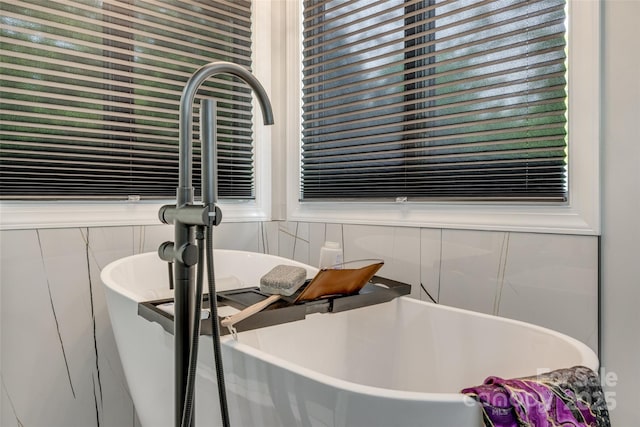 interior details featuring a soaking tub