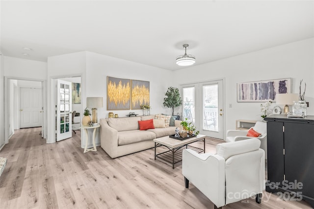 living area with light wood-style flooring