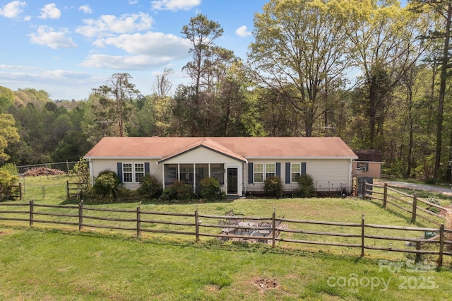 335 Ridgewood Dr, Mount Ulla, NC 28125 - single story home featuring a wooded view and a front yard