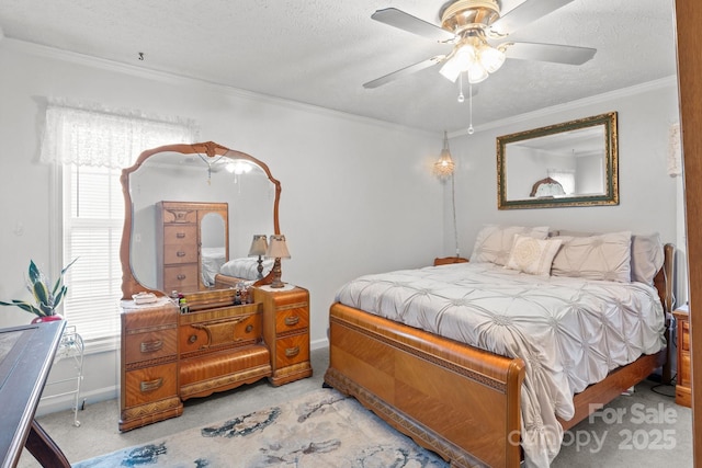 335 Ridgewood Dr, Mount Ulla, NC 28125 - bedroom with a textured ceiling, crown molding, and carpet floors