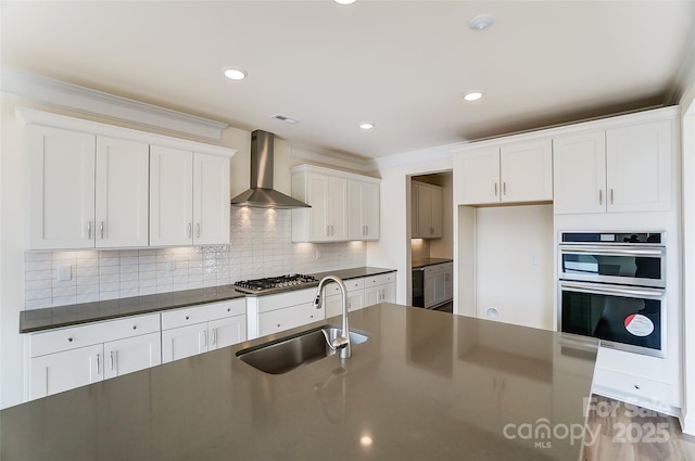 TBD Boomer Ct Unit 3, Statesville, NC 28677 - kitchen featuring white cabinets, wall chimney exhaust hood, a sink, and dark countertops