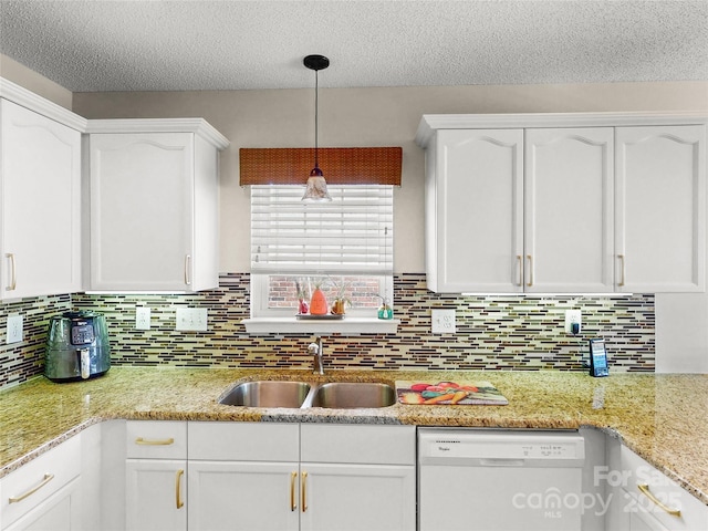 115 Keswick Ln, Mooresville, NC 28117 - kitchen with dishwasher, white cabinetry, tasteful backsplash, and a sink