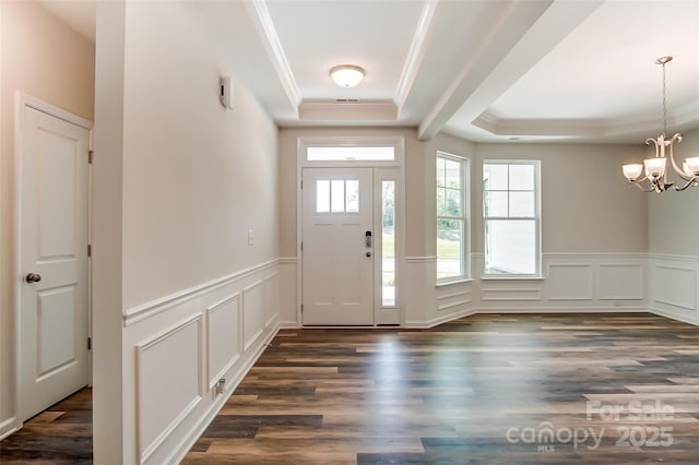 TBD Boomer Ct Unit 4, Statesville, NC 28677 - entrance foyer featuring a tray ceiling, a decorative wall, a notable chandelier, and a wainscoted wall