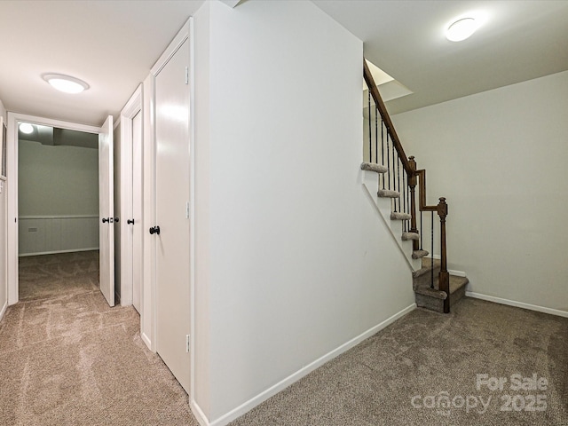6745 Thermal Rd, Charlotte, NC 28211 - hall featuring light colored carpet, baseboards, and stairway