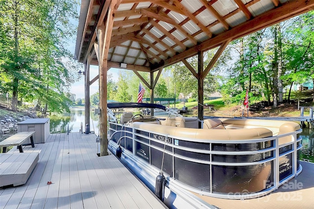 3915 Chevlot Hills Rd, Sherrills Ford, NC 28673 - wooden deck with a dock, a water view, and view of wooded area