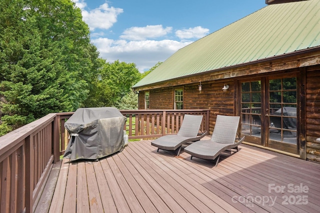 10583 Earnhardt Lake Rd, Davidson, NC 28036 - deck featuring grilling area and french doors