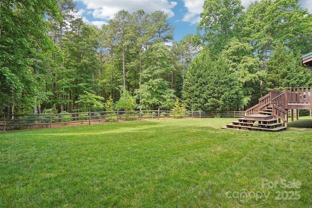 10583 Earnhardt Lake Rd, Davidson, NC 28036 - view of yard with a wooden deck and stairs