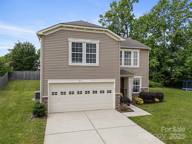 4219 Shasta Cir, Clover, SC 29710 - traditional-style house featuring stone siding, driveway, an attached garage, and a shingled roof