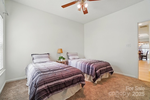212 Kilborne Rd, Mooresville, NC 28117 - bedroom with baseboards, a ceiling fan, visible vents, and carpet floors
