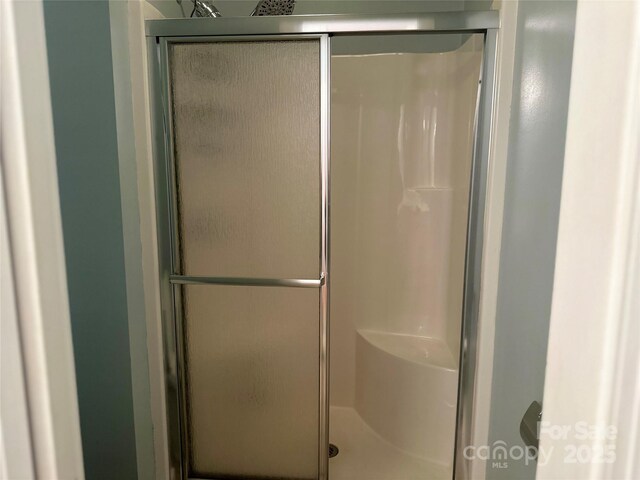 bathroom with a shower stall