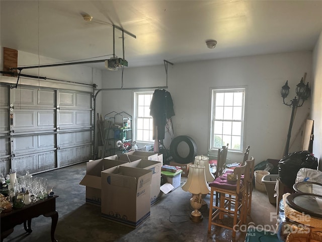 garage with a garage door opener