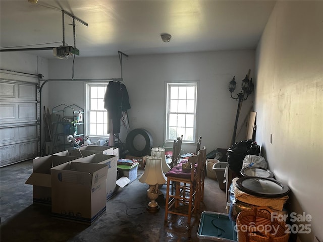 garage with a garage door opener