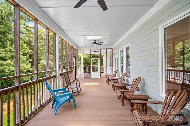591 Emerald Isle Ct, Lexington, NC 27292 - sunroom with wood finished floors and a ceiling fan