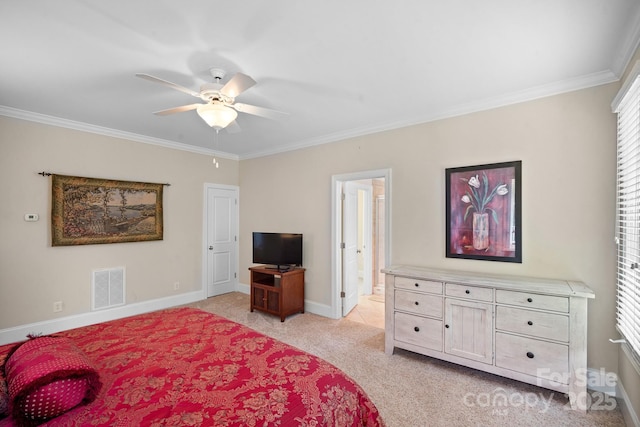 591 Emerald Isle Ct, Lexington, NC 27292 - bedroom featuring light carpet, visible vents, baseboards, and crown molding