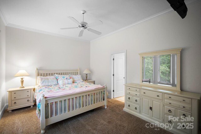 591 Emerald Isle Ct, Lexington, NC 27292 - carpeted bedroom with ornamental molding and ceiling fan