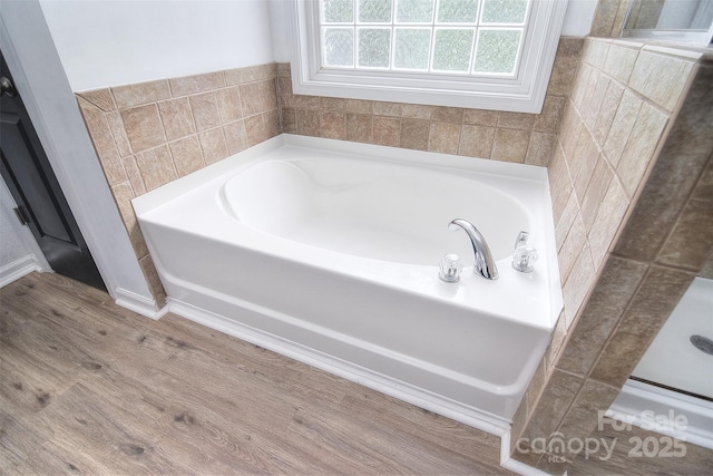bathroom featuring a bath and wood finished floors