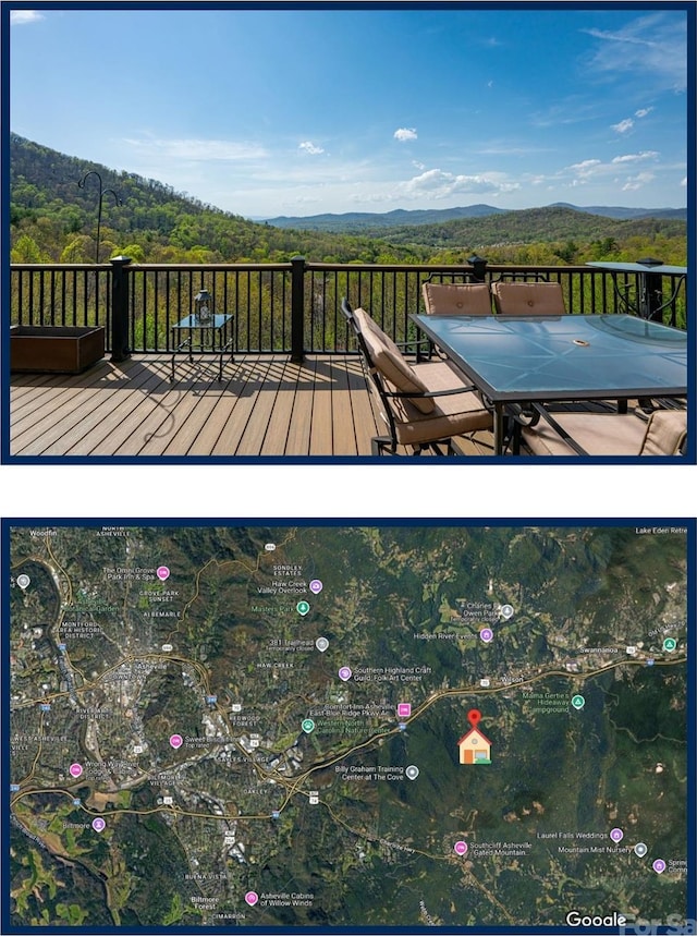 116 Dalya Rd, Swannanoa, NC 28778 - deck featuring outdoor dining space and a mountain view