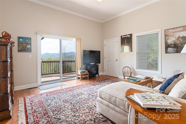 116 Dalya Rd, Swannanoa, NC 28778 - living area with crown molding and wood finished floors