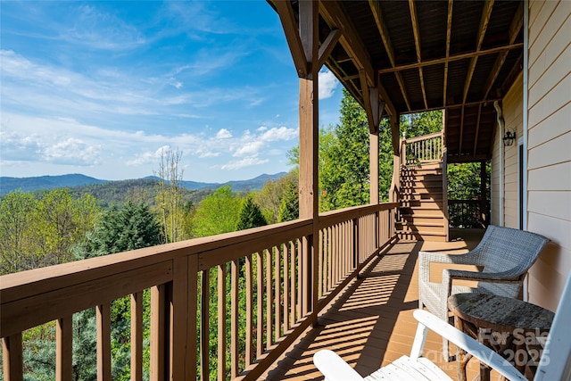 116 Dalya Rd, Swannanoa, NC 28778 - wooden deck featuring stairs and a mountain view