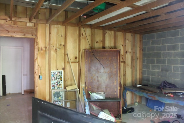 5164 Ralph Winchester Rd, Lenoir, NC 28645 - misc room with concrete flooring and concrete block wall