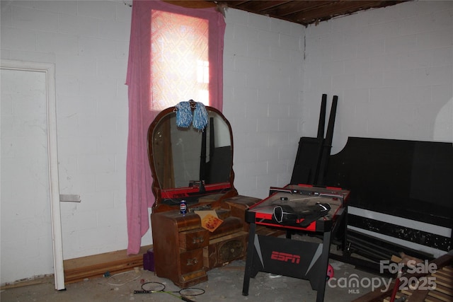 5164 Ralph Winchester Rd, Lenoir, NC 28645 - misc room featuring concrete block wall and unfinished concrete floors
